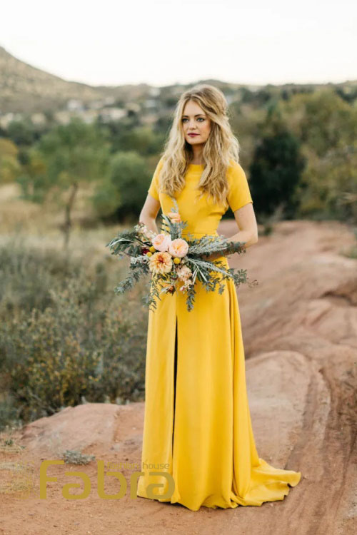 مدل لباس فرمالیته رنگ زرد